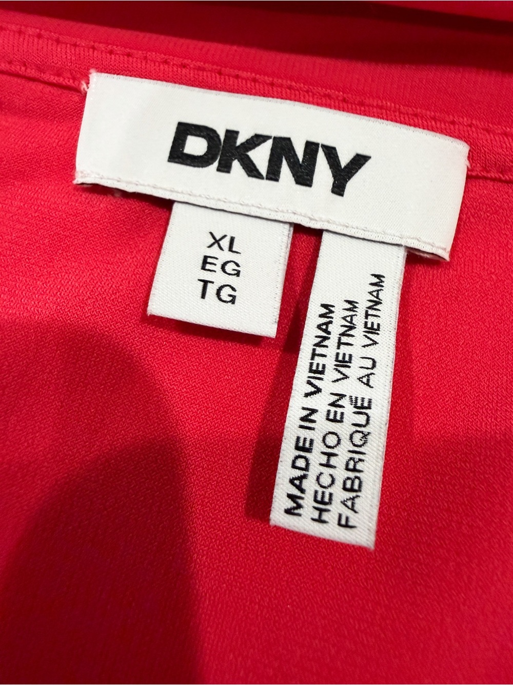 DKNY Sleeveless Surplice Faux Wrap Stretch V-Neck Draped Knit Top Red XL NEW - Picture 9 of 11